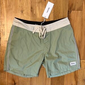 Rhythm Green and White Board Shorts